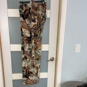 Windsor Tropical Leaf Print Maxi Skirt in Green, Brown, Cream